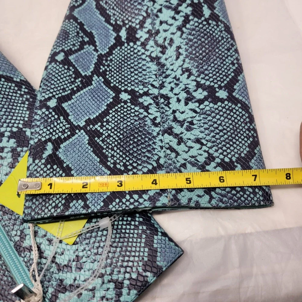 Gianni Bini Punk Lennoxe Teal Waters Snake Print Leather Tall Boots Calf 8M NEW - Picture 3 of 16
